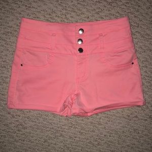 Pink denim shorts